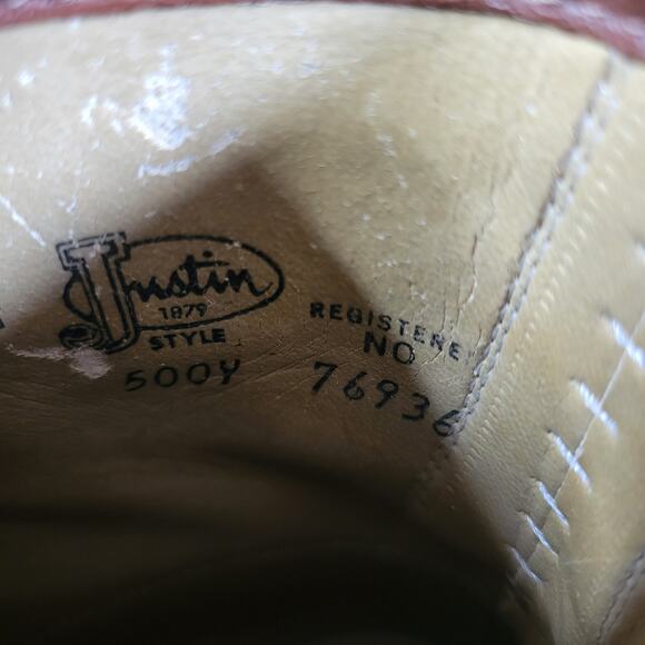 Vintage Brown Justin Ropers Style 500Y, size 6D - Picture 6 of 8